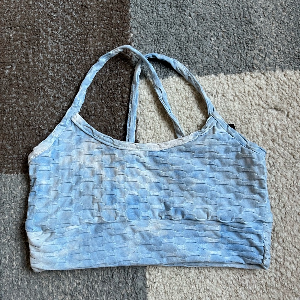 Hot Kiss Sky Blue Textured Sports Bra